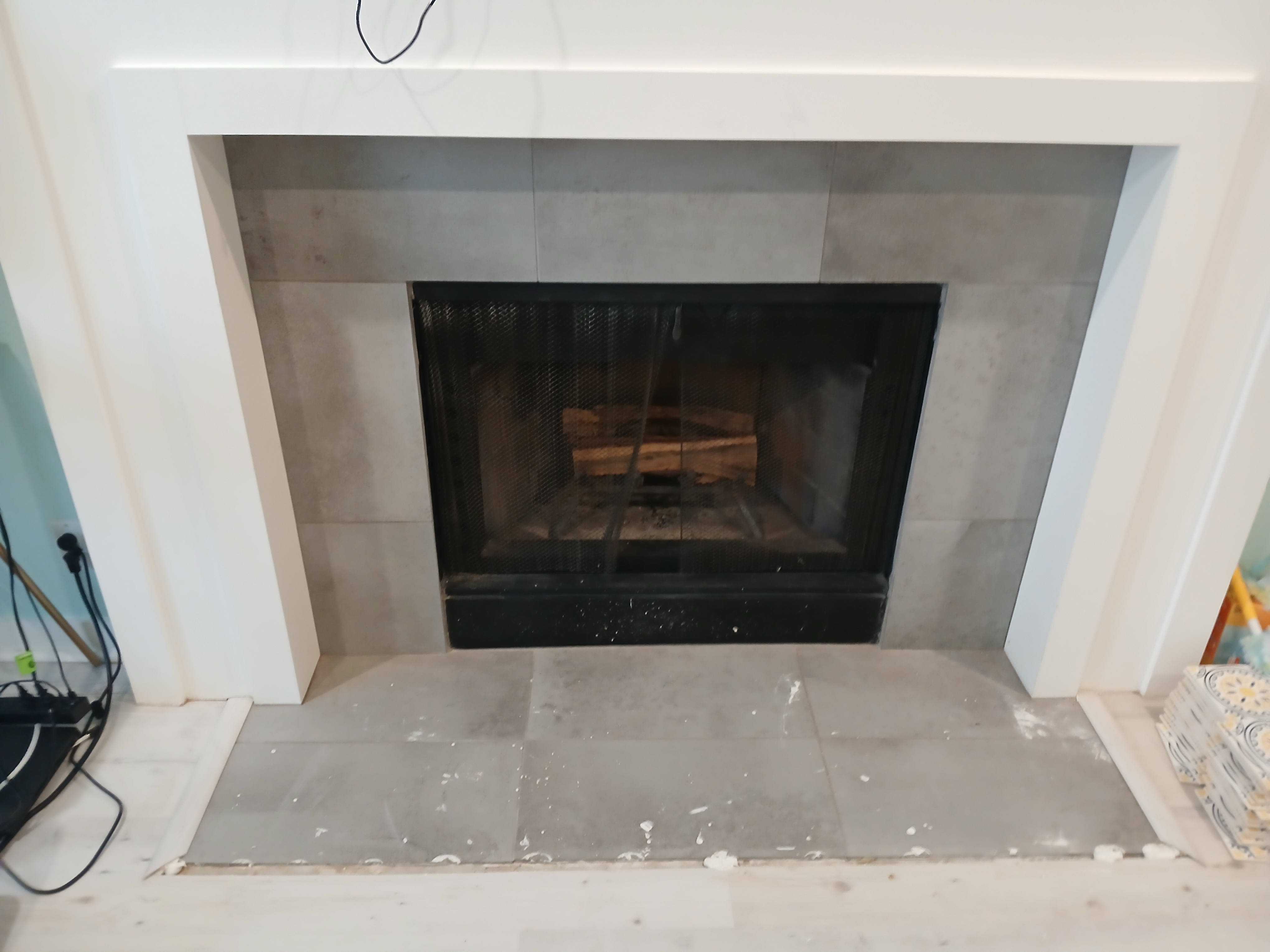 Fireplace tile before